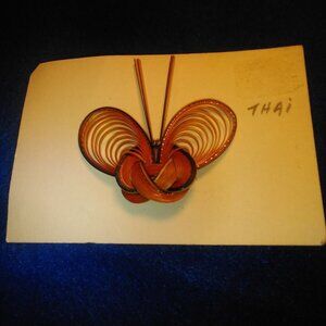 Darling Delicate Handmade In Farm Chiengrai Thailand Brown Butterfly Brooch Pin